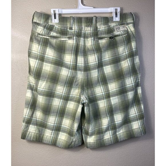 RUEHL No.925 Men's 32 Plaid Green Chino Shorts Heavy Twill Button Fly Drawstring - Picture 2 of 13